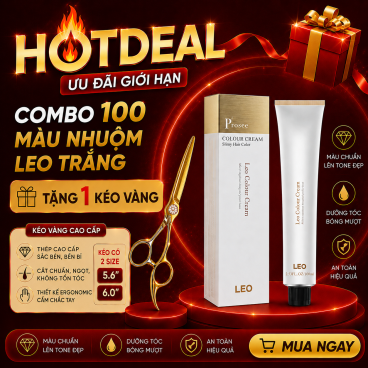 Tặng 1 kéo  vàng khi mua Combo 100  màu nhuộm Leo trắng